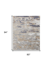 Tan Orange And Ivory Abstract Power Loom Distressed Area Rug - 4' x 6'