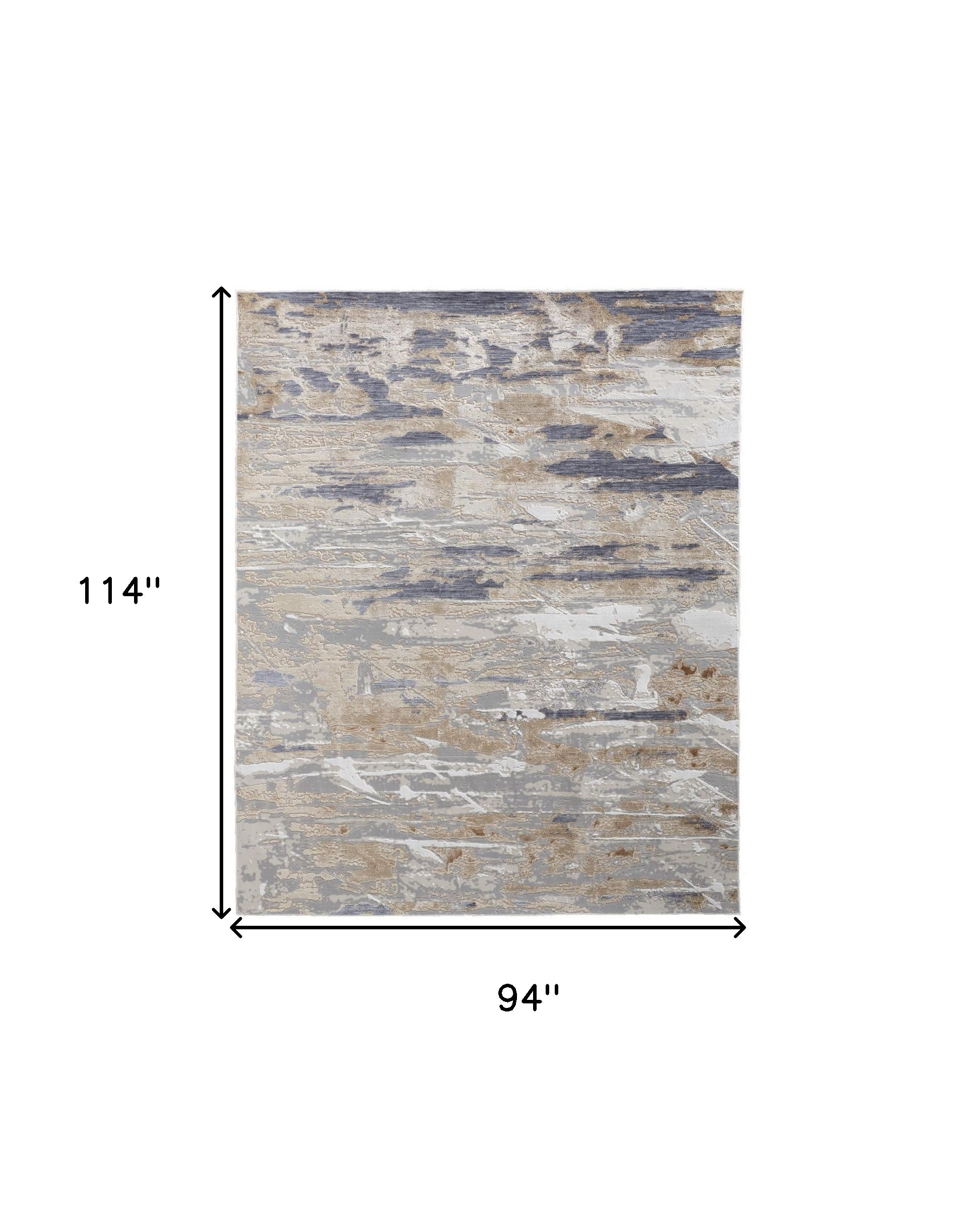 Tan Orange And Ivory Abstract Power Loom Distressed Area Rug - 4' x 6'