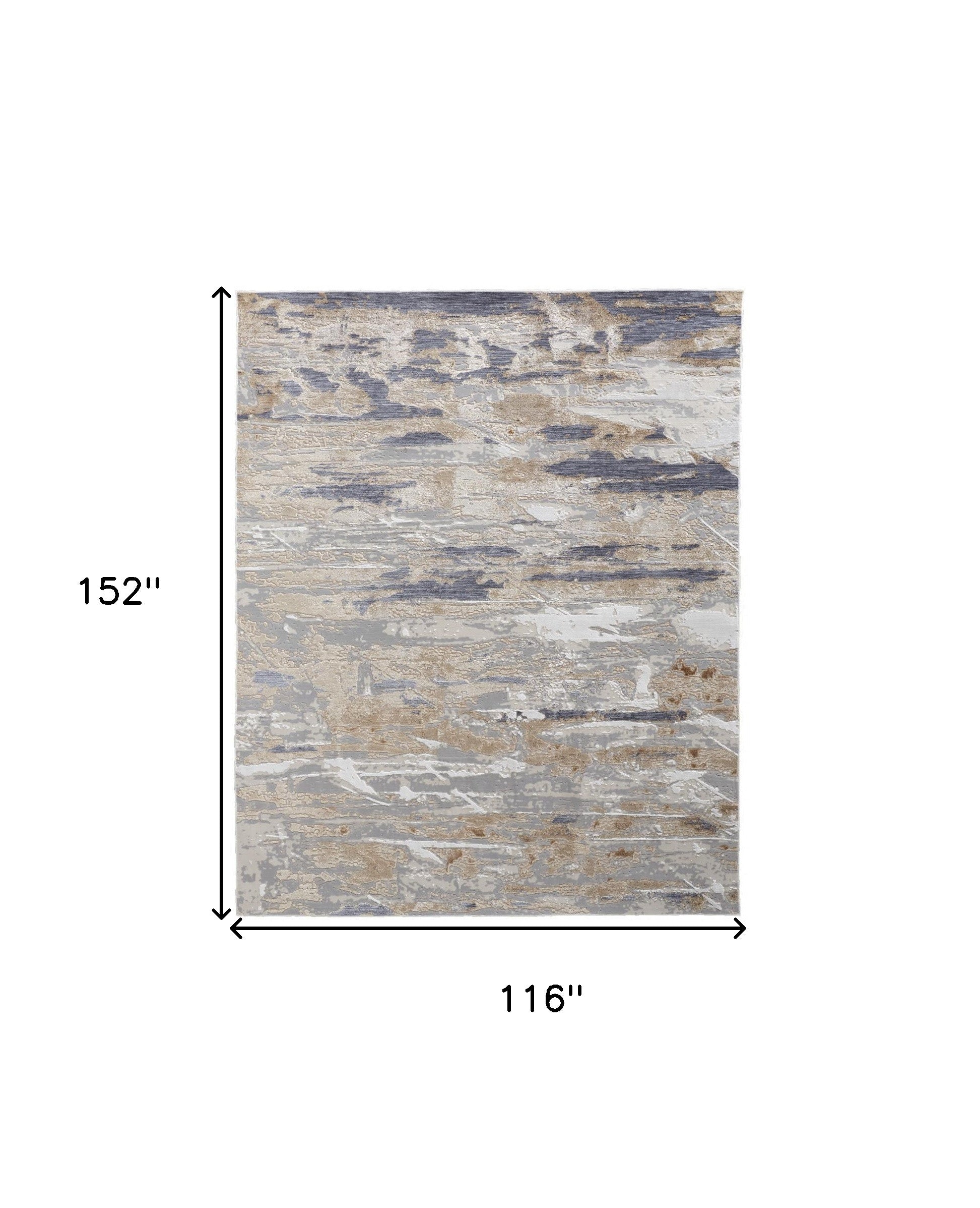 Tan Orange And Ivory Abstract Power Loom Distressed Area Rug - 4' x 6'