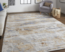 Tan Orange And Ivory Abstract Power Loom Distressed Area Rug - 4' x 6'