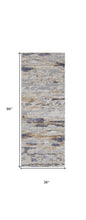 Tan Orange And Ivory Abstract Power Loom Distressed Area Rug - 4' x 6'