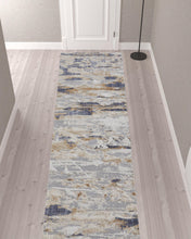Tan Orange And Ivory Abstract Power Loom Distressed Area Rug - 4' x 6'