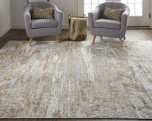 Tan Orange And Ivory Abstract Power Loom Distressed Area Rug - 4' x 6'