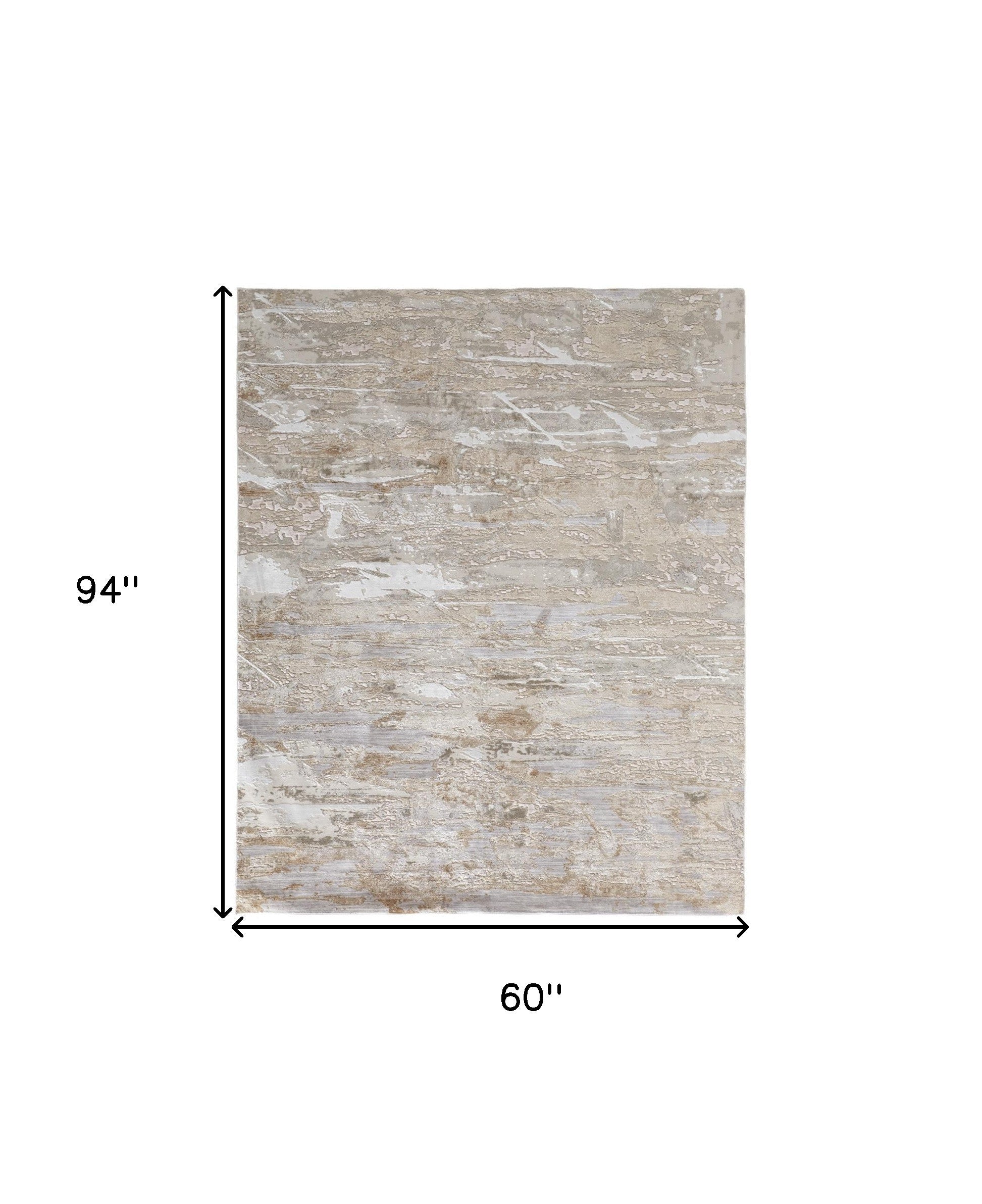 Tan Orange And Ivory Abstract Power Loom Distressed Area Rug - 4' x 6'