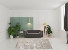 Tan Orange And Ivory Abstract Power Loom Distressed Area Rug - 4' x 6'