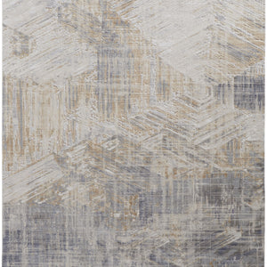 4' X 6' Tan Ivory And Gray Abstract Power Loom Distressed Area Rug