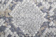 4' X 6' Silver Gray And Blue Animal Print Power Loom Distressed Area Rug