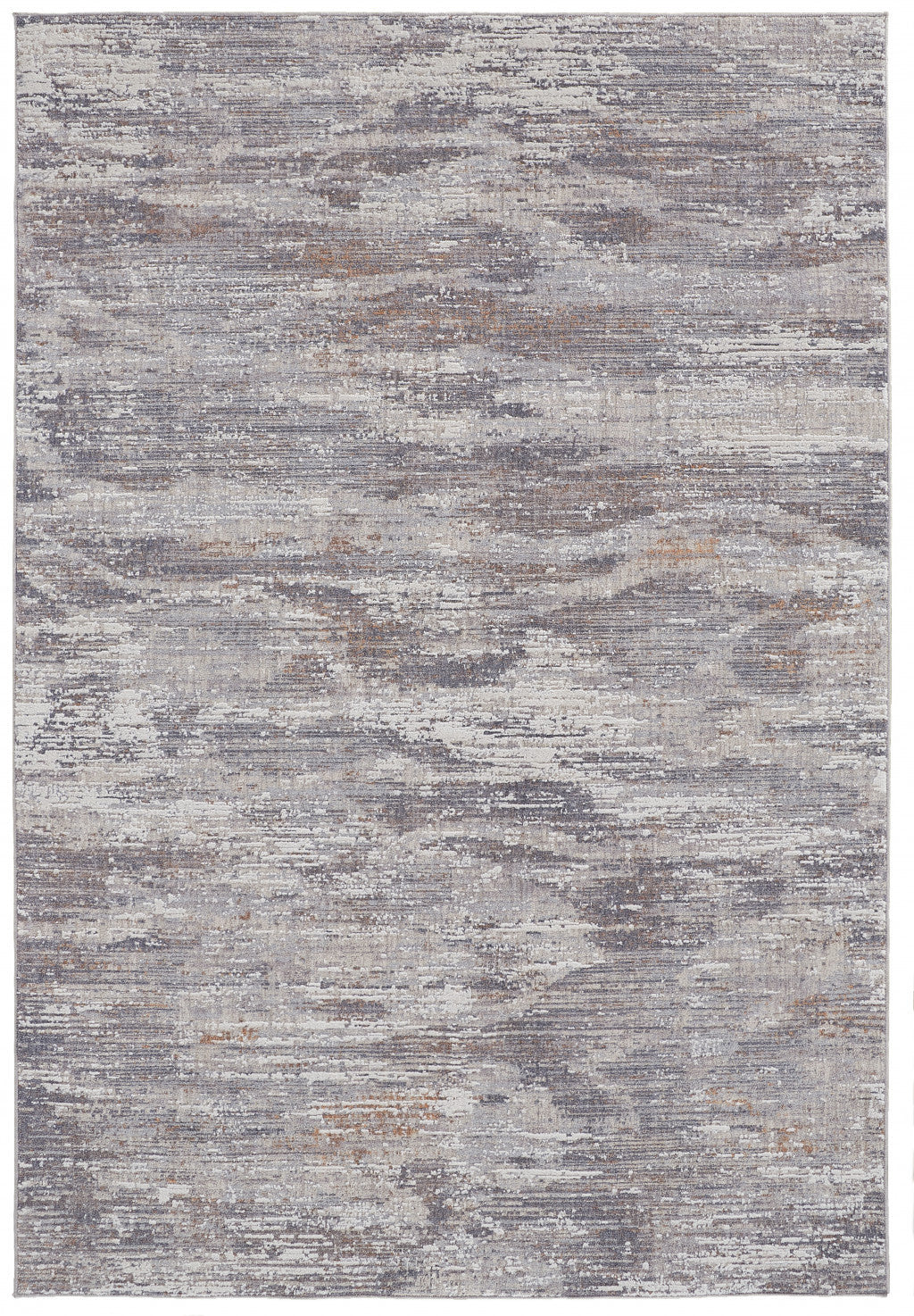 4' X 6' Tan Taupe And Gray Abstract Power Loom Distressed Stain Resistant Area Rug