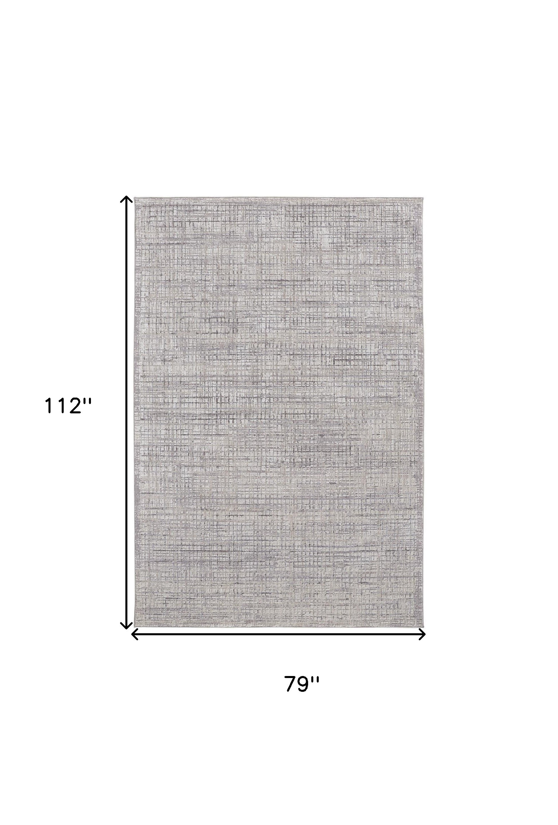 4' X 6' Taupe And Ivory Plaid Power Loom Distressed Stain Resistant Area Rug