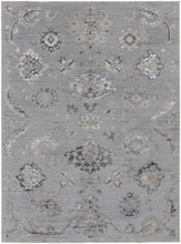 4' X 6' Silver And Black Floral Power Loom Distressed Area Rug