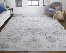 4' X 6' Silver And Black Floral Power Loom Distressed Area Rug