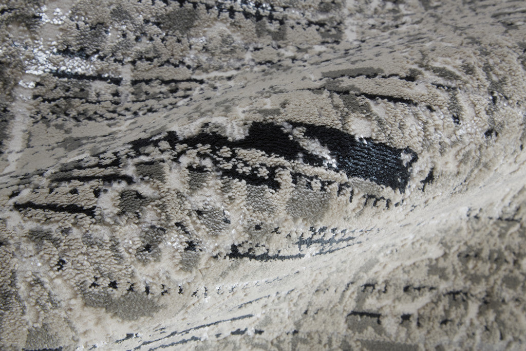 4' X 6' Gray Silver And Taupe Floral Power Loom Distressed Area Rug