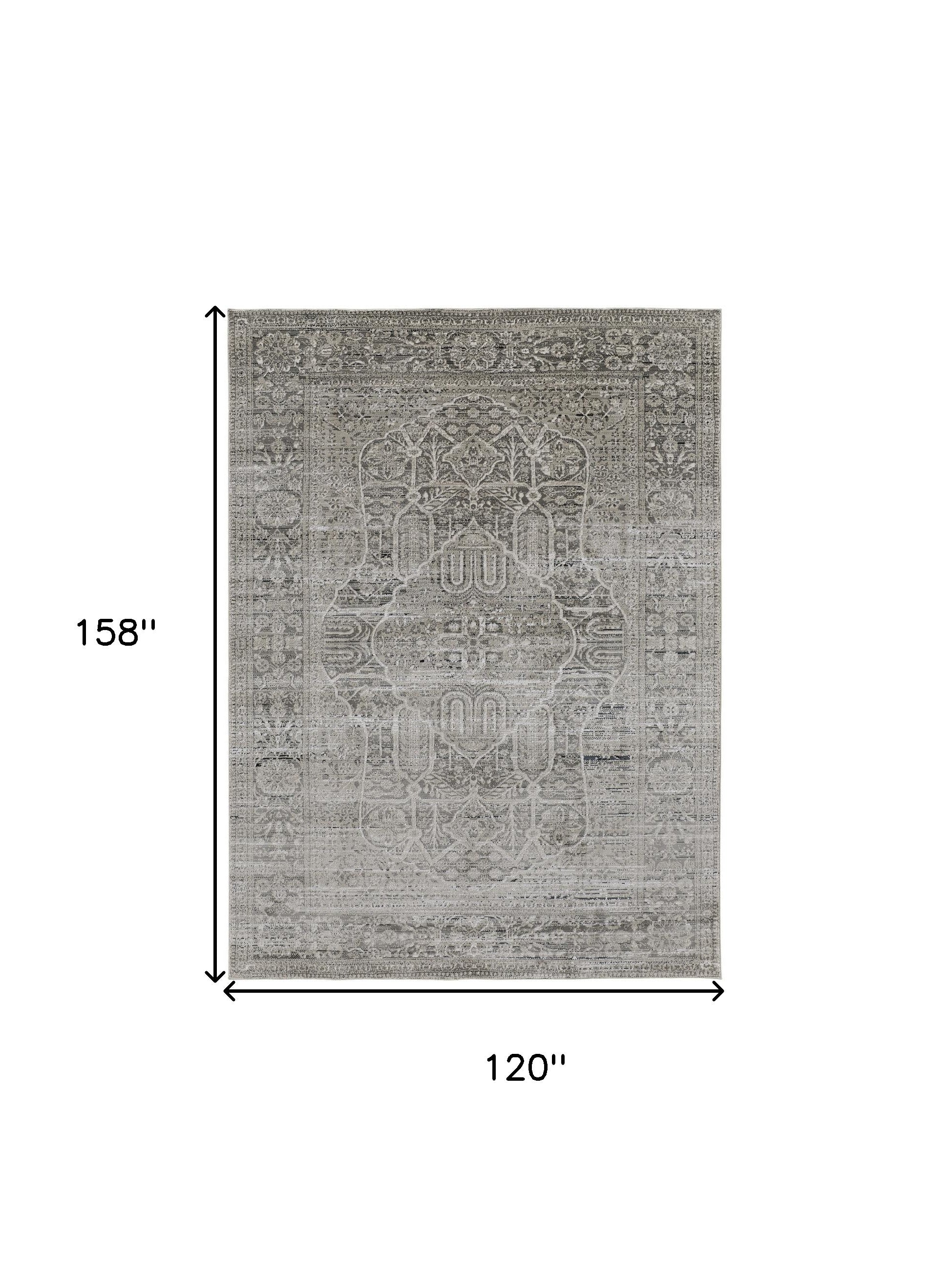4' X 6' Gray Silver And Taupe Floral Power Loom Distressed Area Rug