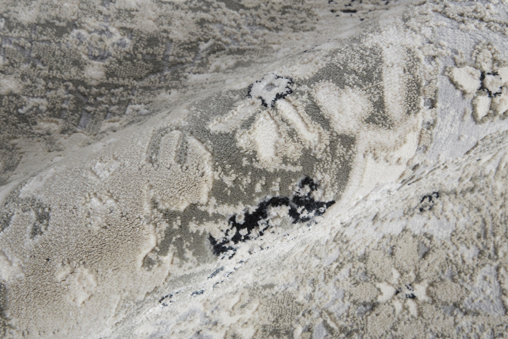 4' X 6' Gray And Silver Abstract Power Loom Distressed Area Rug