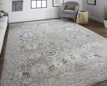 4' X 6' Gray And Silver Abstract Power Loom Distressed Area Rug