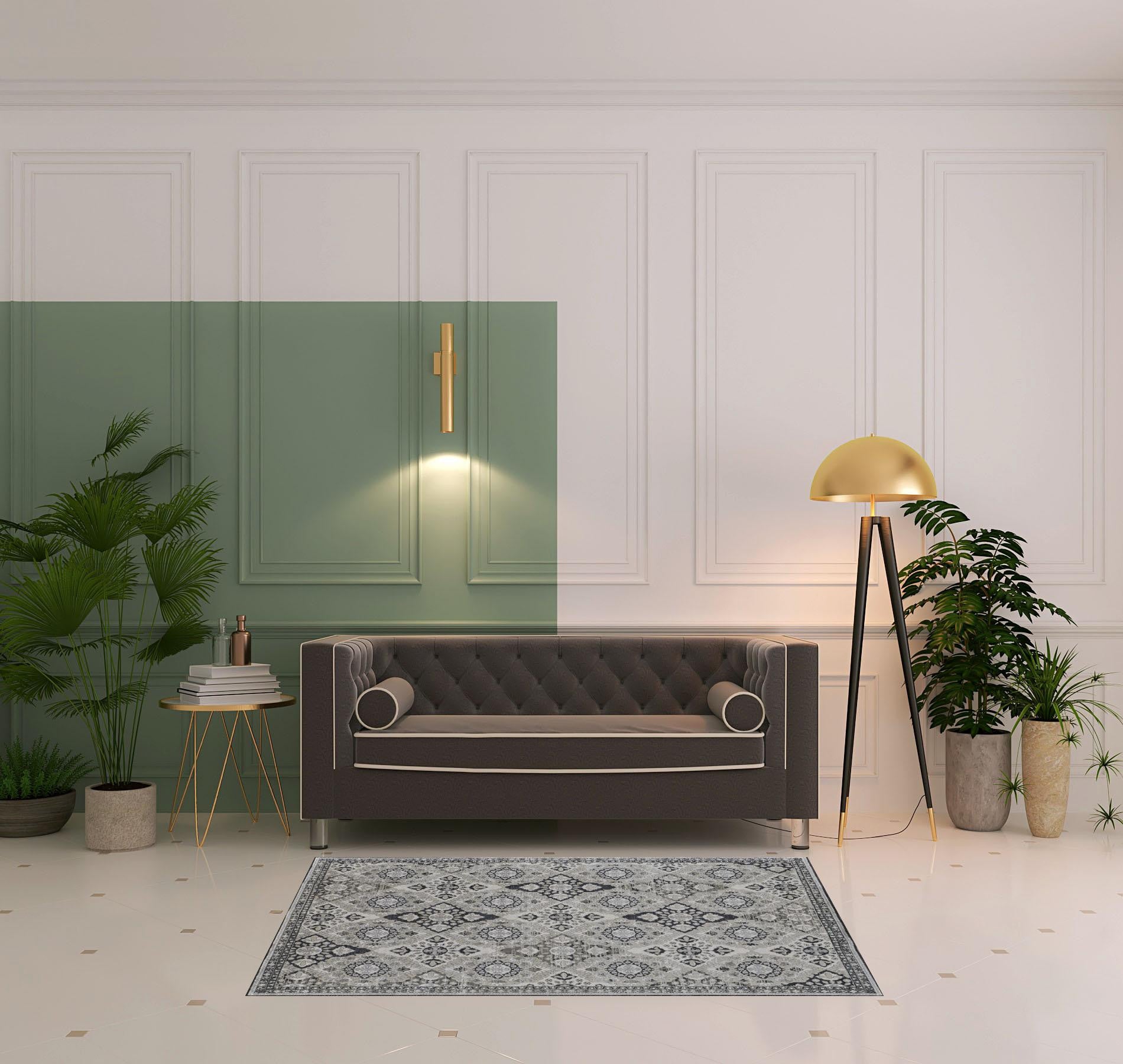 4' X 6' Gray And Black Abstract Power Loom Area Rug