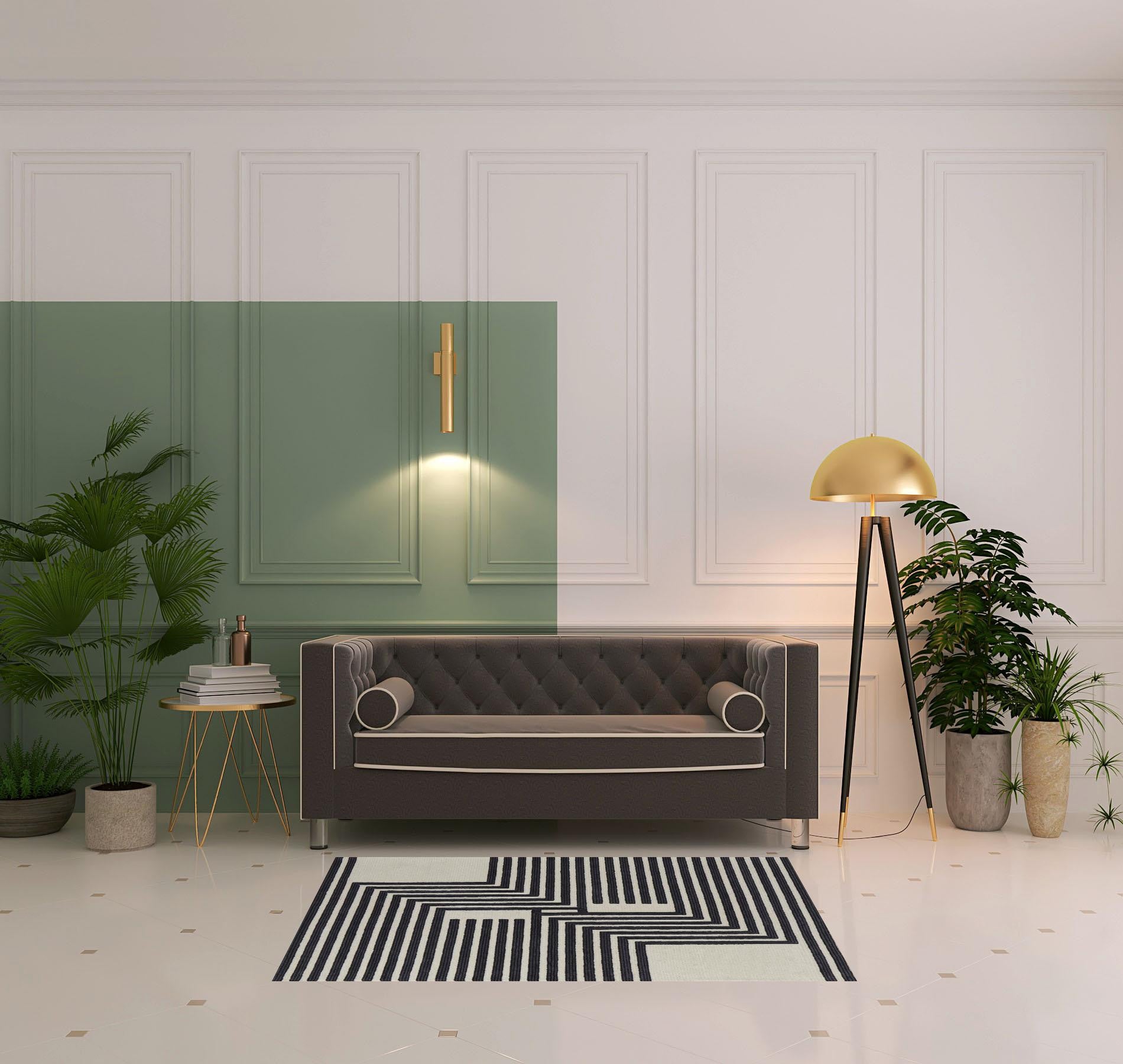 4' X 6' Gray Ivory And Black Wool Abstract Tufted Handmade Area Rug