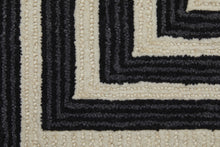 4' X 6' Gray Ivory And Black Wool Abstract Tufted Handmade Area Rug