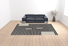 4' X 6' Gray Ivory And Black Wool Abstract Tufted Handmade Area Rug