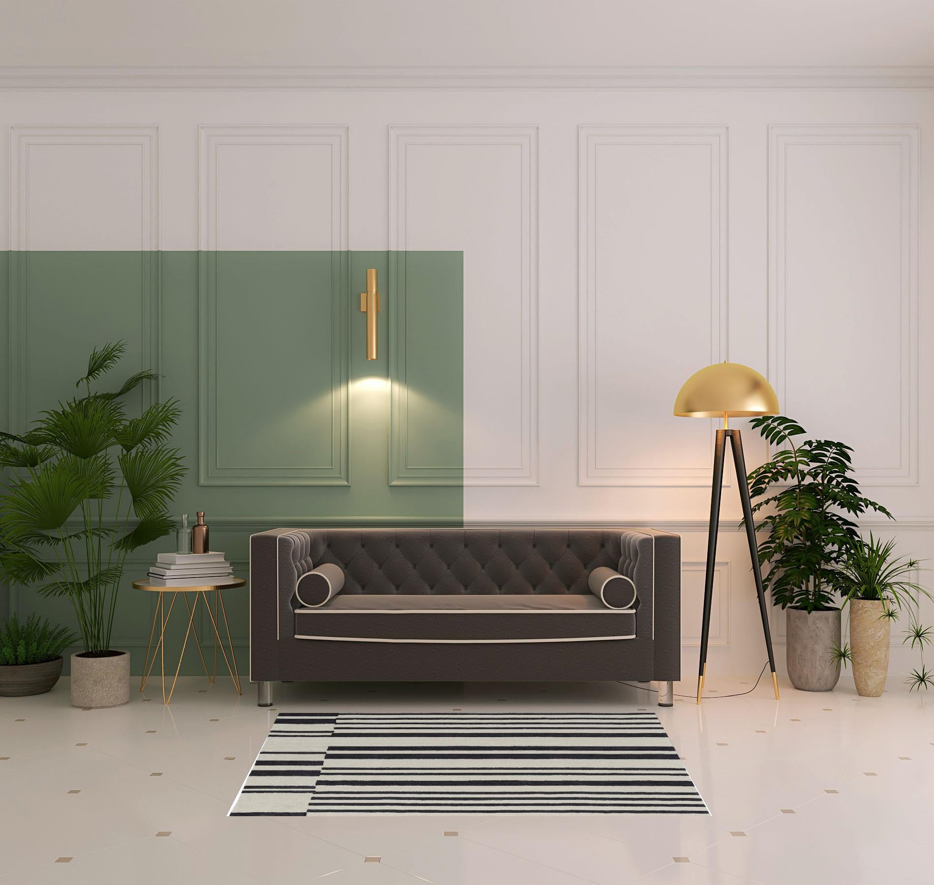 4' X 6' Ivory And Black Wool Abstract Tufted Handmade Area Rug