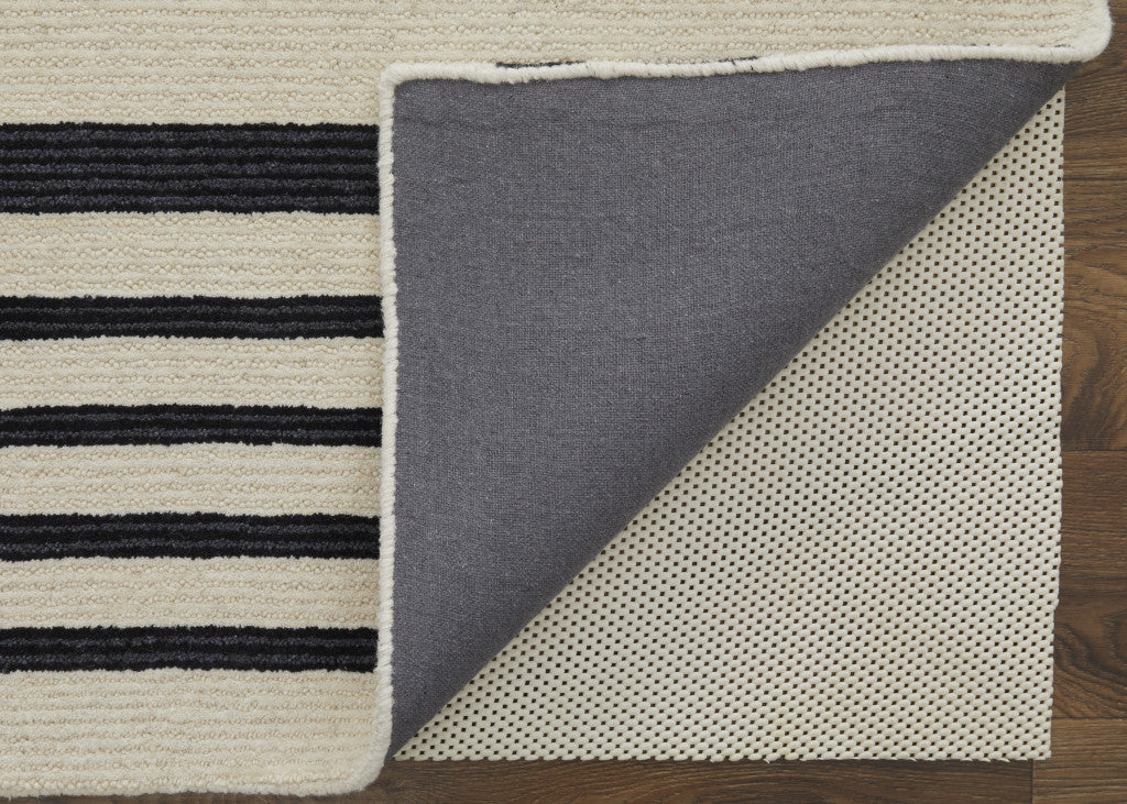 4' X 6' Ivory And Black Wool Abstract Tufted Handmade Area Rug