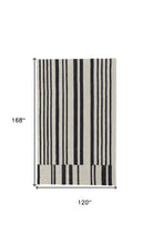 4' X 6' Ivory And Black Wool Abstract Tufted Handmade Area Rug