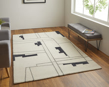 Ivory Gray And Taupe Wool Abstract Tufted Handmade Area Rug - 4' x 6'