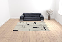 Ivory Gray And Taupe Wool Abstract Tufted Handmade Area Rug - 4' x 6'
