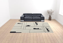 Ivory Gray And Taupe Wool Abstract Tufted Handmade Area Rug - 4' x 6'