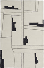 Ivory Gray And Taupe Wool Abstract Tufted Handmade Area Rug - 4' x 6'