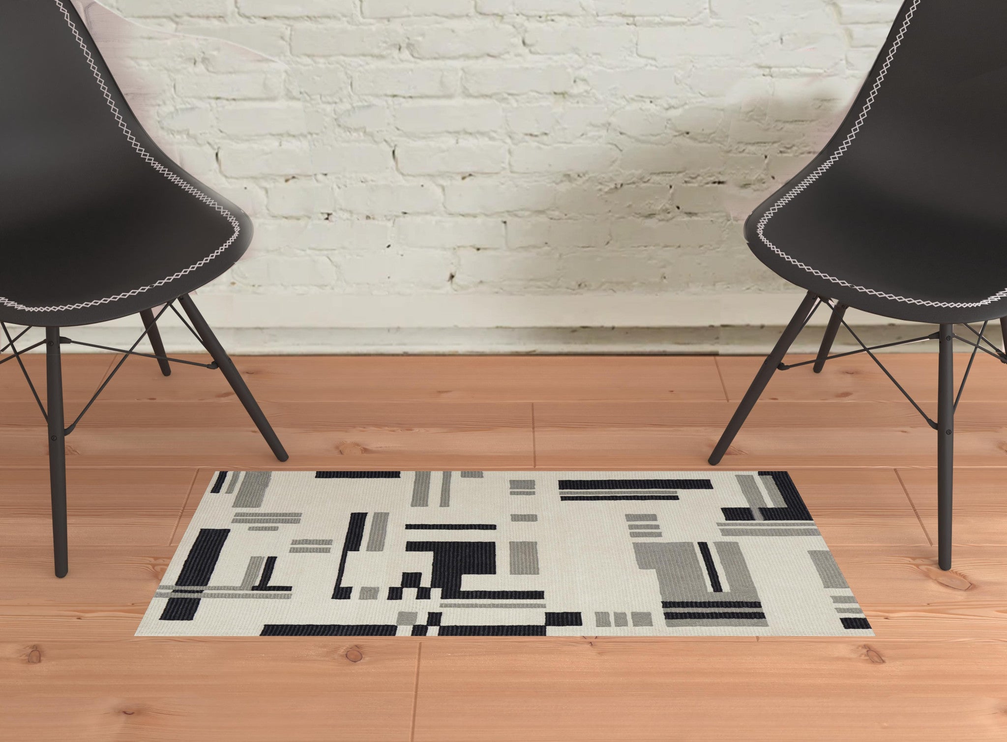 4' X 6' Ivory And Taupe Wool Abstract Tufted Handmade Area Rug