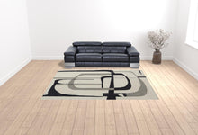 4' X 6' Ivory Gray And Black Wool Abstract Tufted Handmade Area Rug