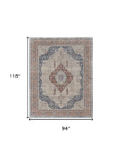 5' X 7' Gray Red And Blue Floral Power Loom Stain Resistant Area Rug