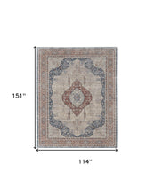 5' X 7' Gray Red And Blue Floral Power Loom Stain Resistant Area Rug
