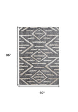 4' X 6' Gray And Ivory Geometric Power Loom Stain Resistant Area Rug
