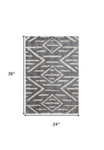 4' X 6' Gray And Ivory Geometric Power Loom Stain Resistant Area Rug
