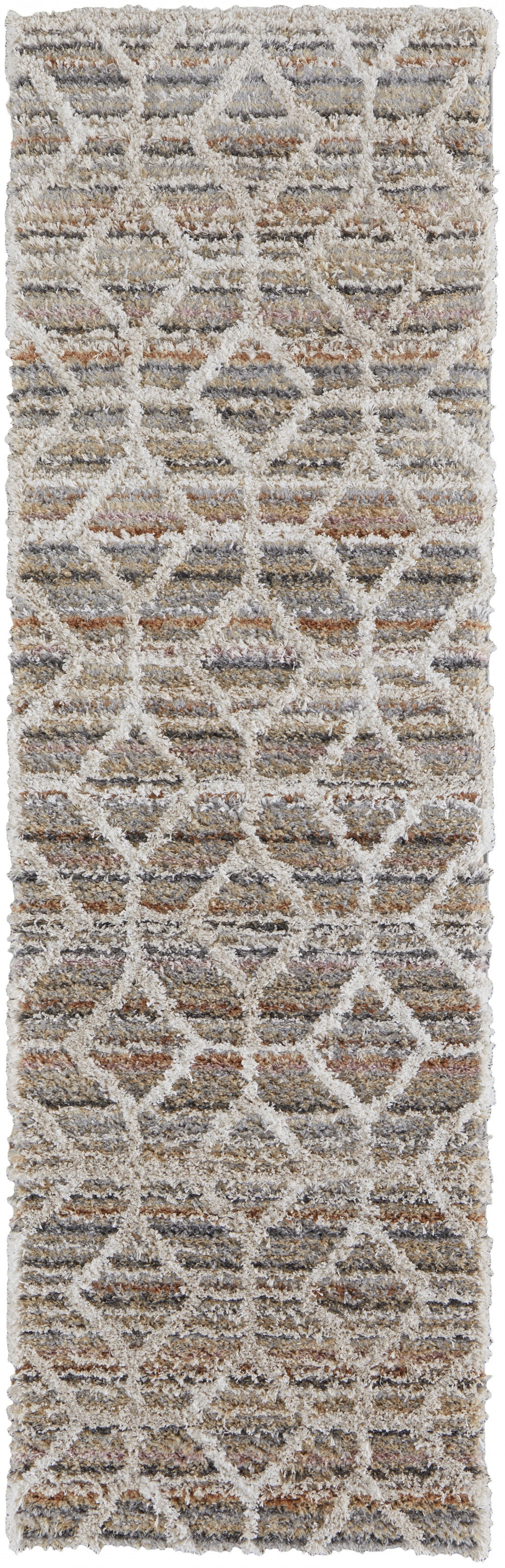 4' X 6' Tan Taupe And Ivory Geometric Power Loom Stain Resistant Area Rug