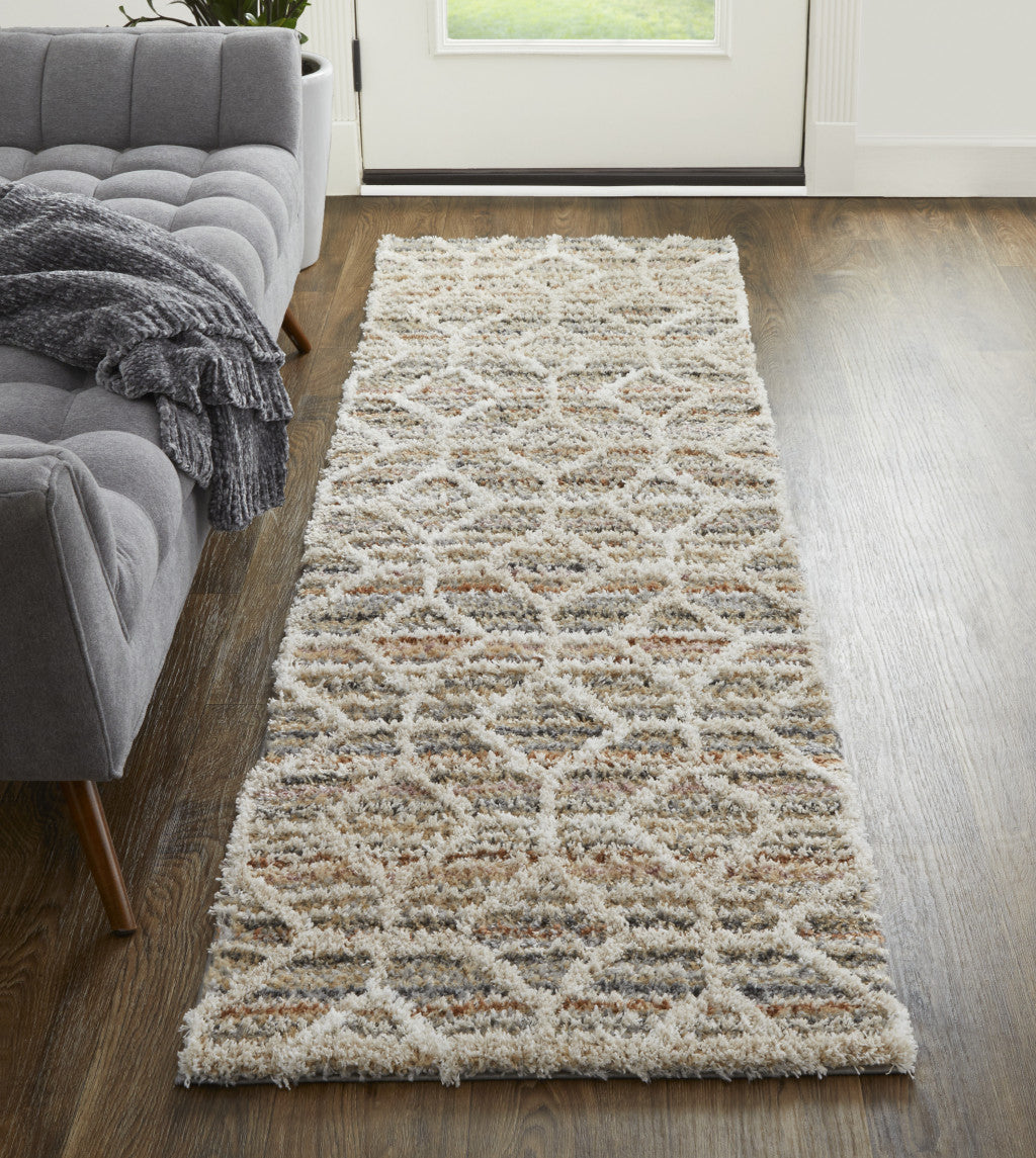 4' X 6' Tan Taupe And Ivory Geometric Power Loom Stain Resistant Area Rug