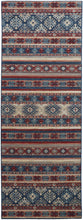 Blue Tan And Black Geometric Power Loom Distressed Stain Resistant Area Rug - 4' x 6'