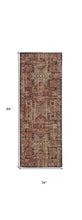 Red Tan And Black Abstract Power Loom Distressed Stain Resistant Area Rug - 4' x 6'