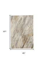 4' X 6' Ivory Tan And Brown Abstract Area Rug