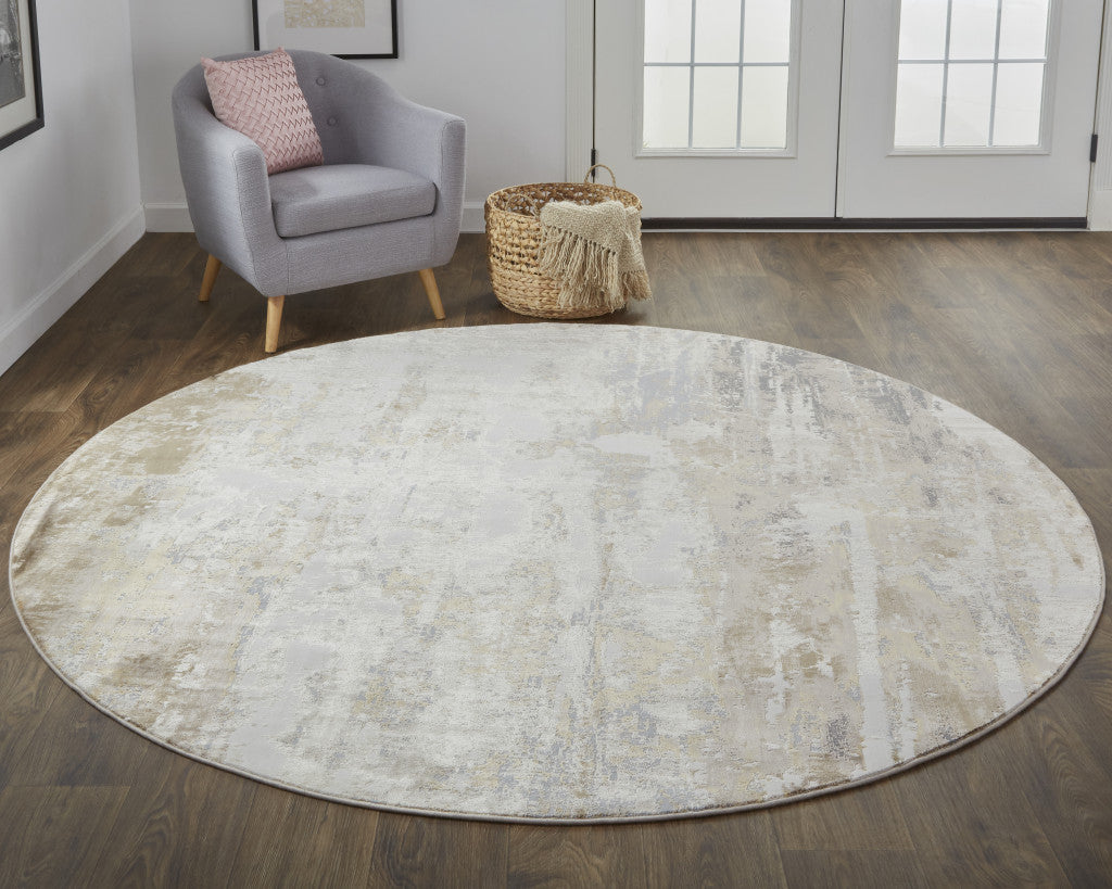 4' X 6' Tan Ivory And Gray Abstract Area Rug