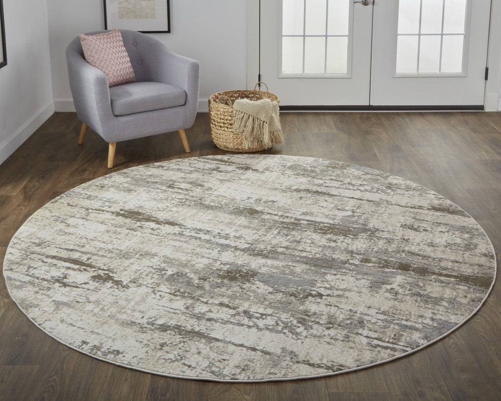 4' X 6' Ivory And Brown Abstract Area Rug
