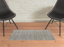 4' X 6' Gray And Silver Striped Hand Woven Area Rug