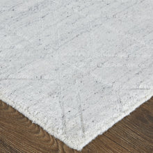 5' X 8' White And Silver Striped Hand Woven Area Rug