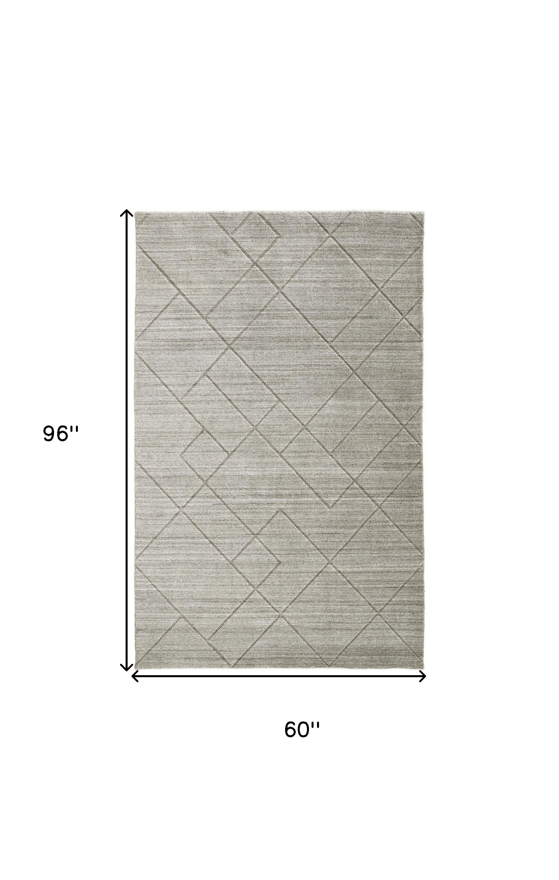4' X 6' Ivory And Silver Striped Hand Woven Area Rug