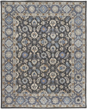 4' X 6' Taupe Blue And Ivory Wool Floral Tufted Handmade Area Rug