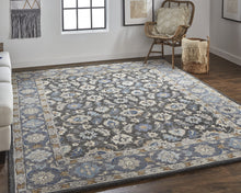 4' X 6' Taupe Blue And Ivory Wool Floral Tufted Handmade Area Rug
