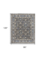 4' X 6' Taupe Blue And Ivory Wool Floral Tufted Handmade Area Rug