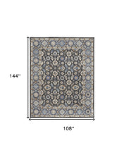 4' X 6' Taupe Blue And Ivory Wool Floral Tufted Handmade Area Rug